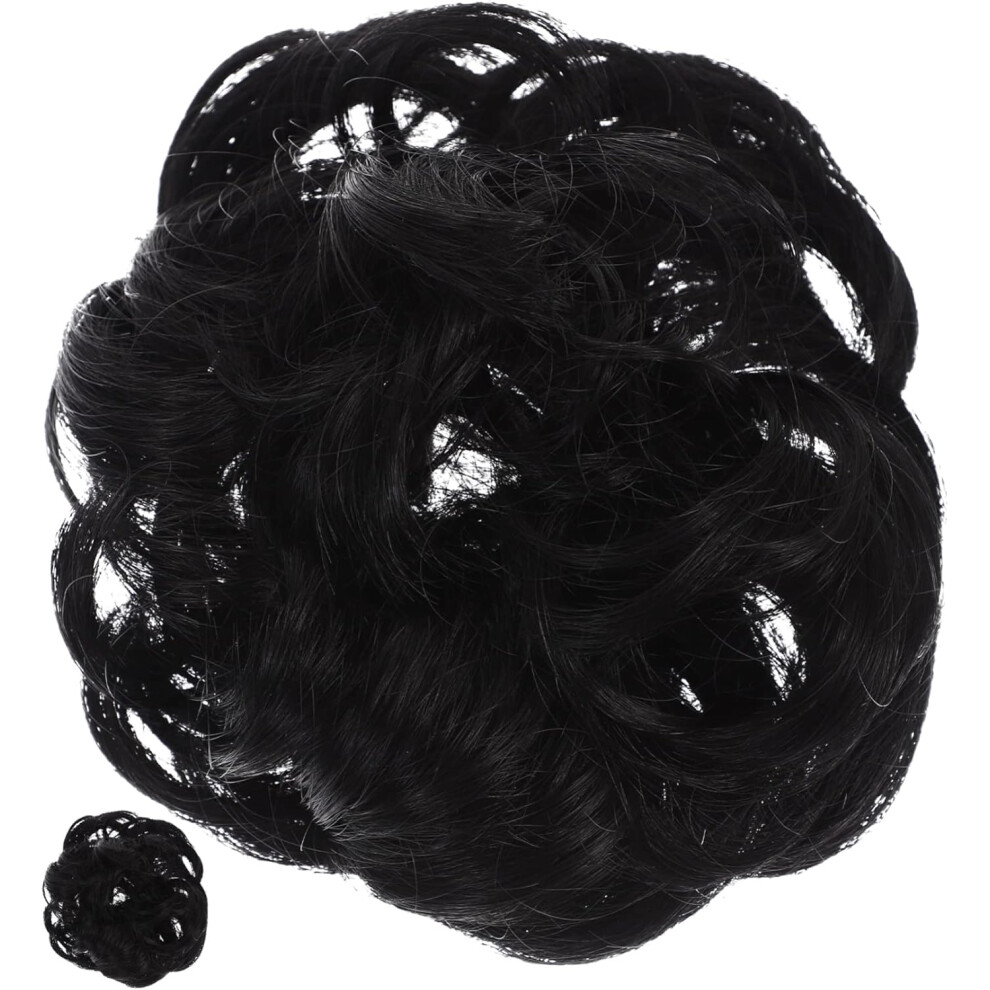 Hkhbjs Hair Bun Scrunchies 2Pcs 35G Natural Black Messy Bun Hairpiece Fake Hair Extensions For Women Suitable For Everyday And Party Use