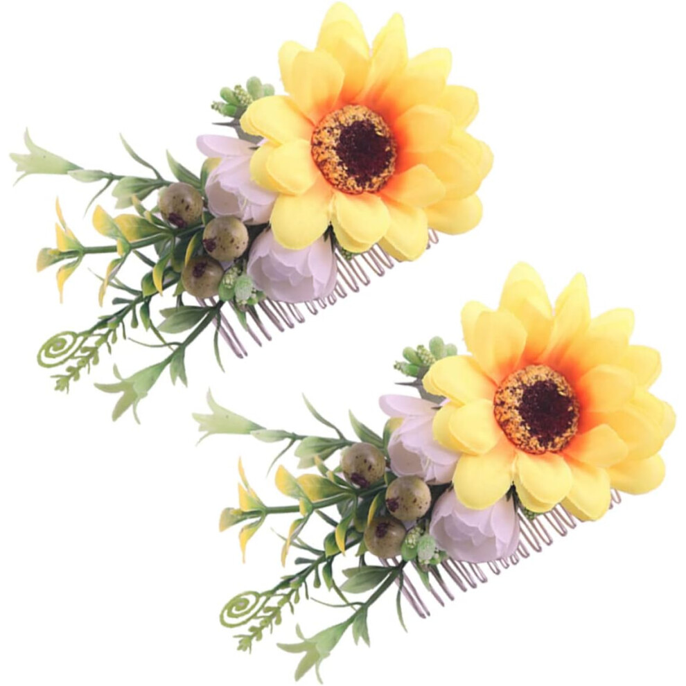Hkhbjs 2Pcs Sunflower Hair Comb Bridal Wedding Hairpin Of Hair Accessories For Women Updo Hairstyle