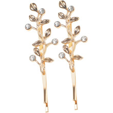 2 buc agrafe de păr din aliaj auriu cu strasuri, design elegant cu ramură de flori, agrafe decorative pentru femei, accesorii de mireasă și nuntă