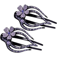2 lila Strass-Haarspangen im Entenschnabel-Stil für Damen, rutschfeste, dekorative Haaraccessoires mit schickem Design