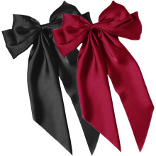 2 elegante Haarspangen mit langen Schleifen aus Satin für Damen zum Fixieren von losem Haar im Alltag.