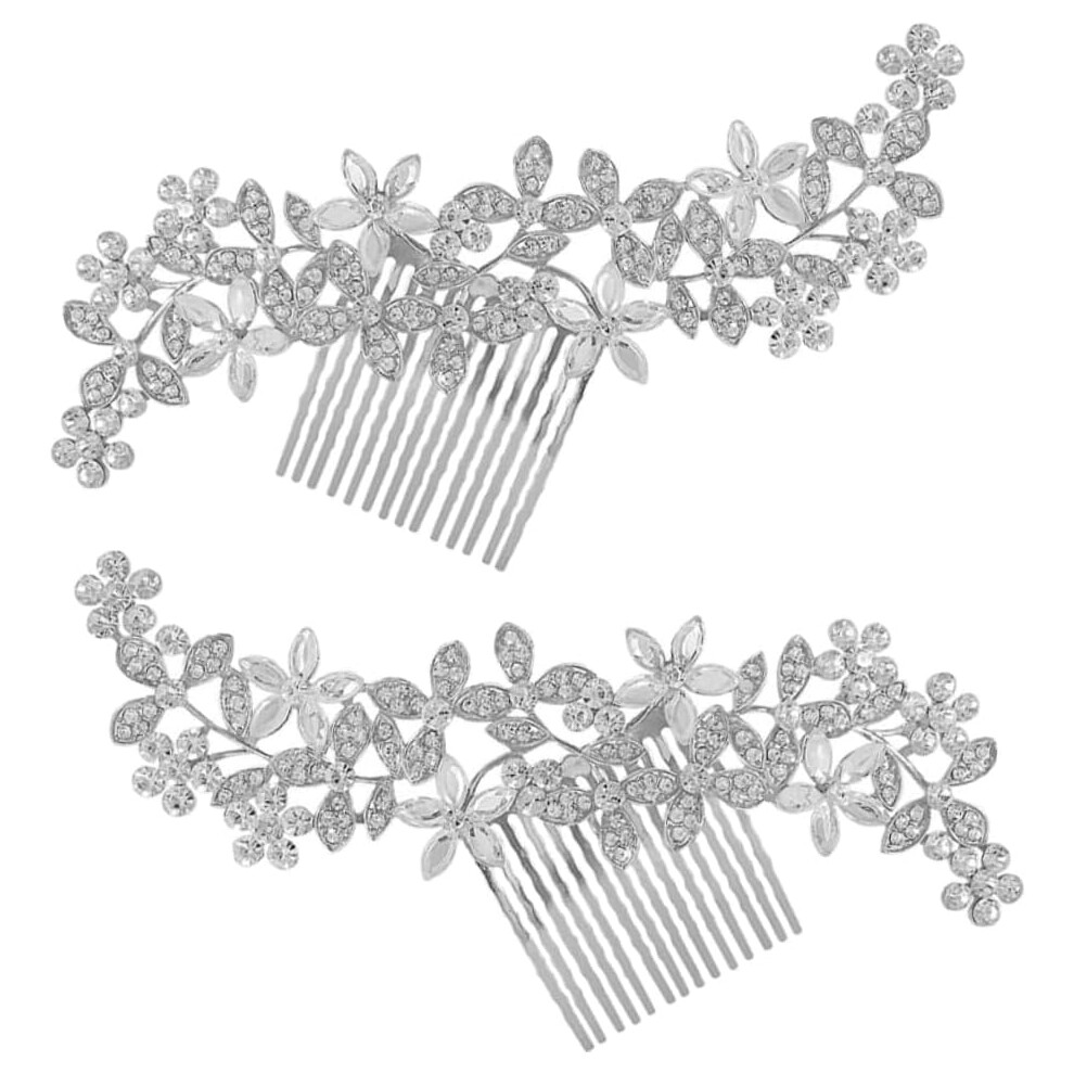 Hkhbjs 2Pcs Rhinestone Hair Combs For Weddings Elegant Crystal Headpiece Hair Accessories
