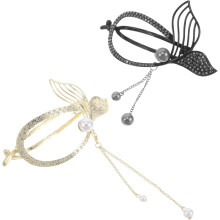 2er-Set Haarspangen mit Fischgrätenmuster in Gold und Schwarz für Mädchen und Frauen