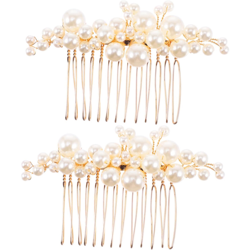 Hkhbjs 2Pcs Bridal Hair Comb Clip Elegant Headdress Accessories For Weddings Material Unique Hairpins For Brides And Special Occasions