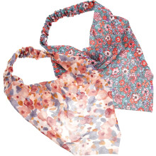 2er-Packung Satin-Haarbänder mit Blumenmuster, elastische Haarbänder für Damen, Mädchen und Teenager, Haarwickel im Frühlingsstil