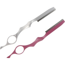 2-teiliges Haarausdünnungs-Rasiermesser-Set, manuelle Haarschneide- und Styling-Werkzeuge für Salon und Heimgebrauch mit rosa und silbernen Griffen