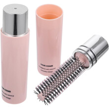 2-teiliges tragbares antistatisches Lockenbürsten-Set für Damen, einziehbarer Reisehaarstylingkamm in Pink