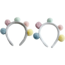 2er-Pack flauschige Bommel-Haarbänder, modische Haarbänder für Halloween, Weihnachten und Partys, Pompon-Haarbänder für Damen, Haaraccessoires