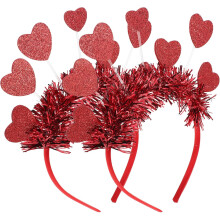 2 rote Herz-Pailletten-Haarreifen, Valentinstag-Haaraccessoires, Party-Haarschmuck für Damen