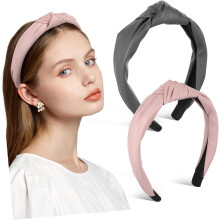 2 Stück Haarbänder mit hohem Knoten, breite Boho-Haaraccessoires für Damen und Mädchen, Styling, Spa, Hautpflege, Gesichtsreinigung