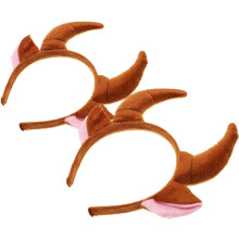 Haarreif mit Stierhorn-Tierohren für Damen, großer brauner Ochsenhorn-Haarreif, Haarreif im Cartoon-Tierstil, 2er-Set