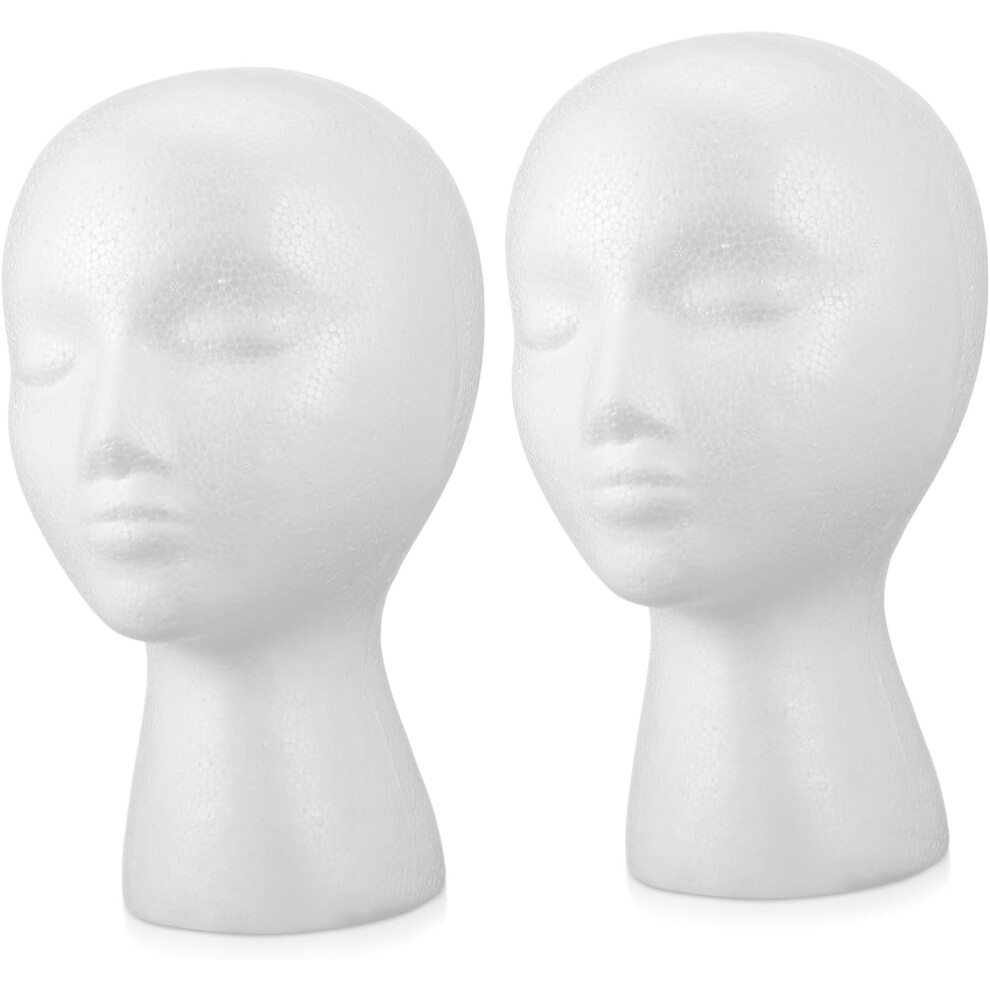 Hkhbjs Unisex White 2Pcs Foam Head Mold Mannequin Head Model Wig Hat Display Stand For Salon