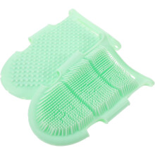 2 Stück doppelseitige Silikon-Bademassagehandschuhe mit dichten Borsten und Massagerillen