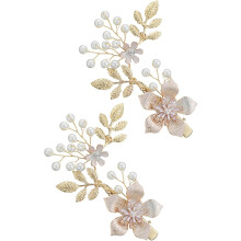 2 Stück Perlenhaarspangen mit Blatt- und Blumenmuster für Hochzeiten, Brautfrisuren, Damen, Mädchen und Feste