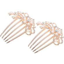 2-teiliges Braut-Haarkamm-Set mit Strass-, Perlen- und Blumenmuster, 5-Zinken-Haaraccessoires für Brautjungfern und Brautfrisuren