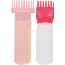 Haarapplicatorflesjes met aanzetkam en massageborstel, 120 ml, voor salon en thuisgebruik, roze, 2 stuks