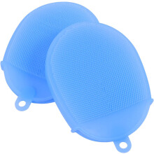2 buc perie de baie exfoliantă din silicon cu funcție de masaj, albastră, pentru curățarea dușului de la adulți și bebeluși