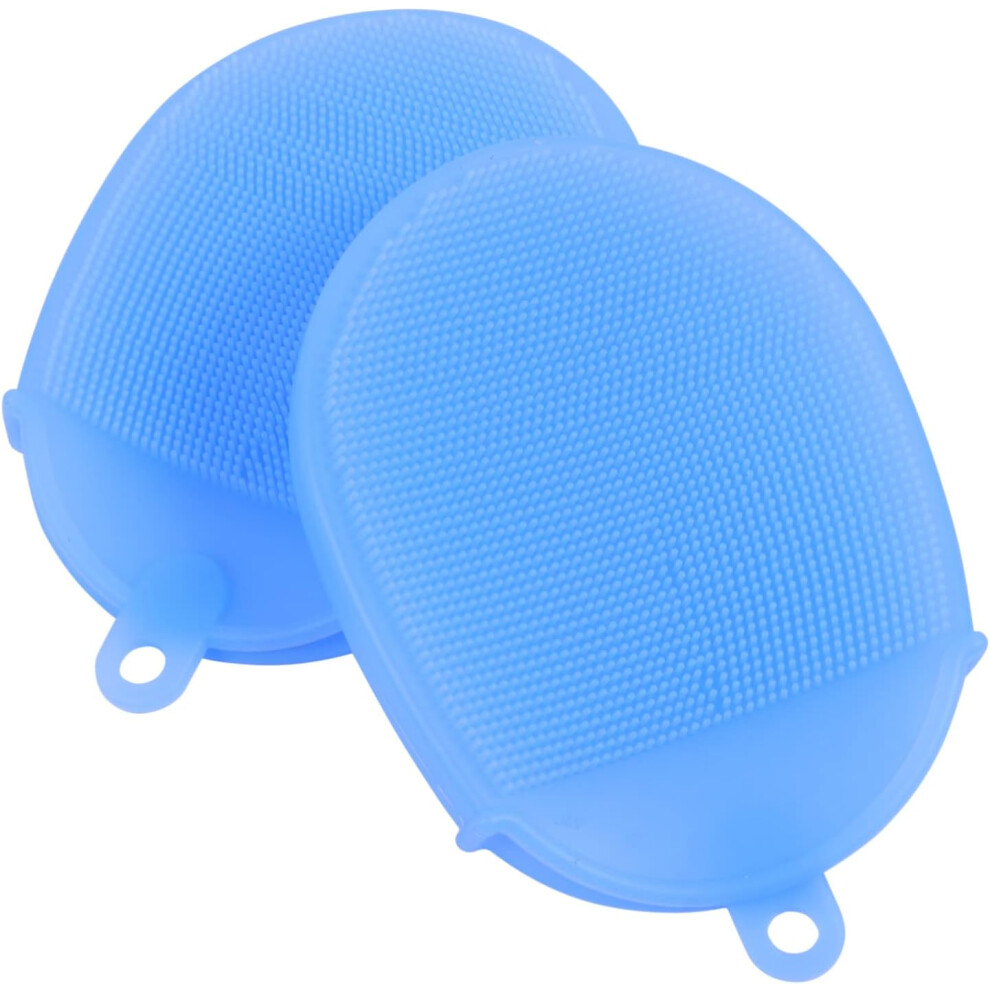 Hkhbjs Blue 2Pcs Silicone Bath Scrubbers Exfoliating Body Brush With Massage Function For Adults And Babies Shower Cleaning