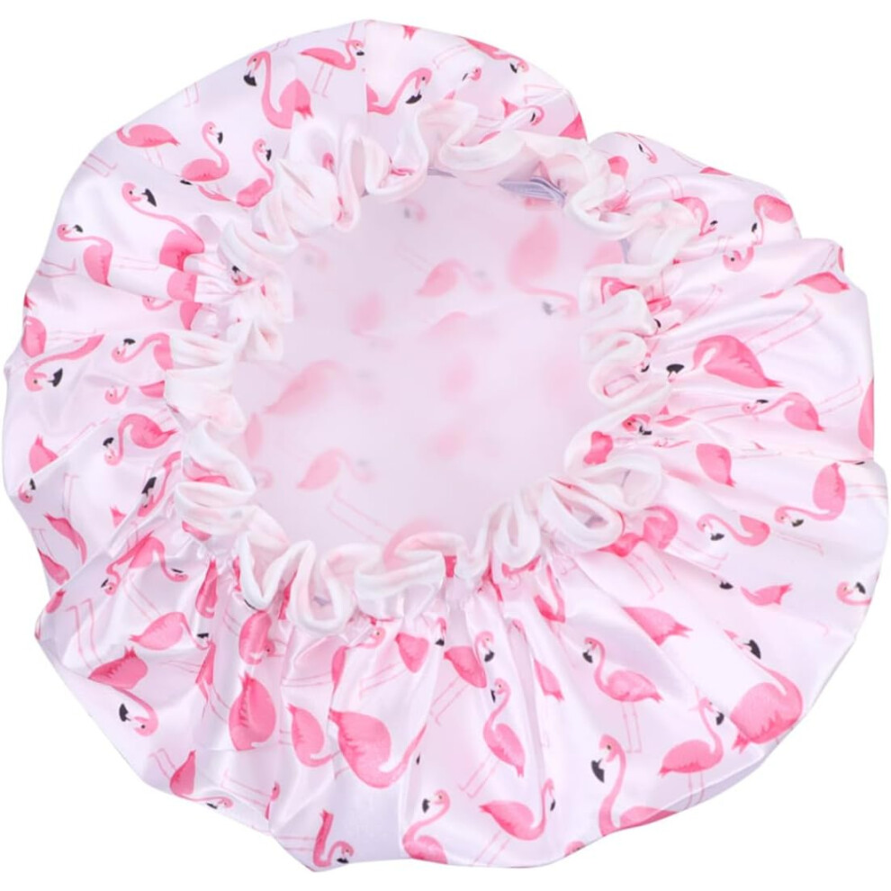 Hkhbjs 2Pcs Flamingo Print Bathing Caps For Women Peva Shower Hats Hair Protective Comfortable For Care And Beauty Salon Use