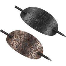 2 Stück Retro-Haarnadeln, Vintage-Haarspangen aus Leder, Haarclips für Damen und Mädchen, Haarknotenhalter, dekorative Haarkäfig-Styling-Nadeln