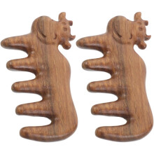 2 Stück niedliche, kuhförmige Kopfhautmassagekämme aus Sandelholz, leichtes Haarstyling-Werkzeug aus Holz