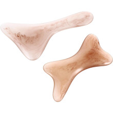 Natural Resin Body Scraping Plate Massage Tool Set with Apricot Blade and Bone Scraper, 2pcs