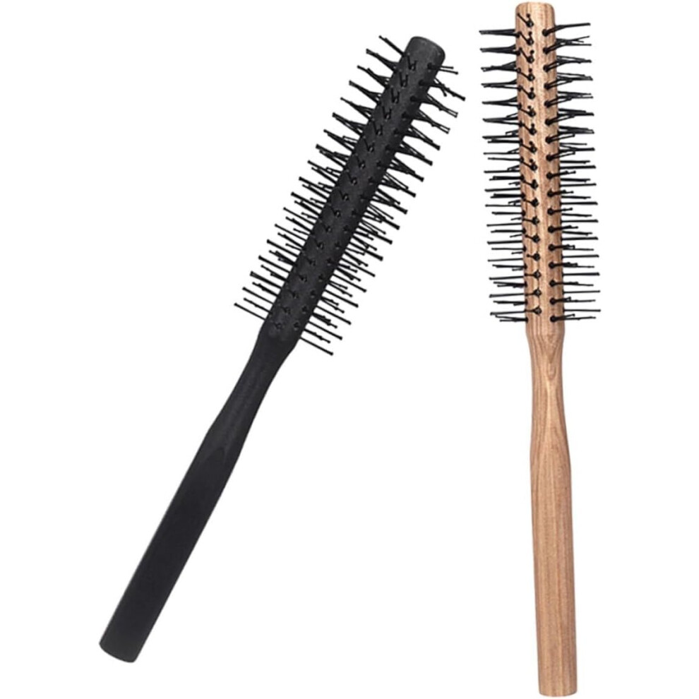 Hkhbjs 2Pcs Wooden Roller Comb Round Hair Brush Small Blow Drying Styling Brush For Curly Hair Women Household Use
