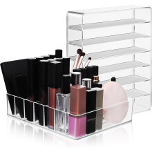 2-teiliger Schminktisch-Organizer, Lidschatten-Organizer, Acryl, unterteilte Paletten, Aufbewahrung, elegantes, modernes Design
