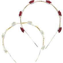 2 stuks delicate dameshaarbanden met bloemen, parels en glitterstrasssteentjes, perfect als haaraccessoire voor bruiloften en feestjes.