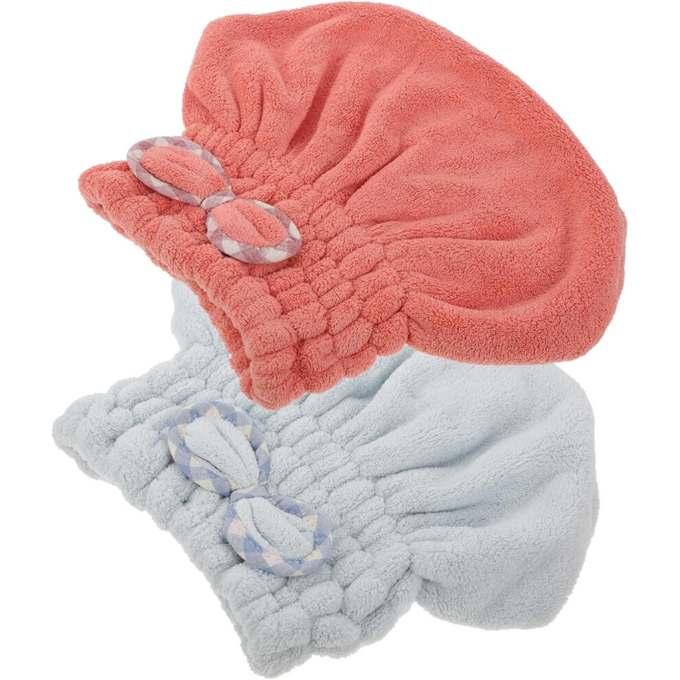 Hkhbjs Coral 2Pcs Fleece Dry Hair Cap Absorbent Hair Towels Women For Quick Drying After Shower