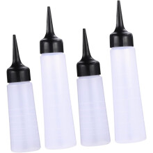 Botellas de plástico recargables para tinte de cabello y champú, 4 unidades, tamaños S y L, con sistema de fácil llenado y presión. Color negro.