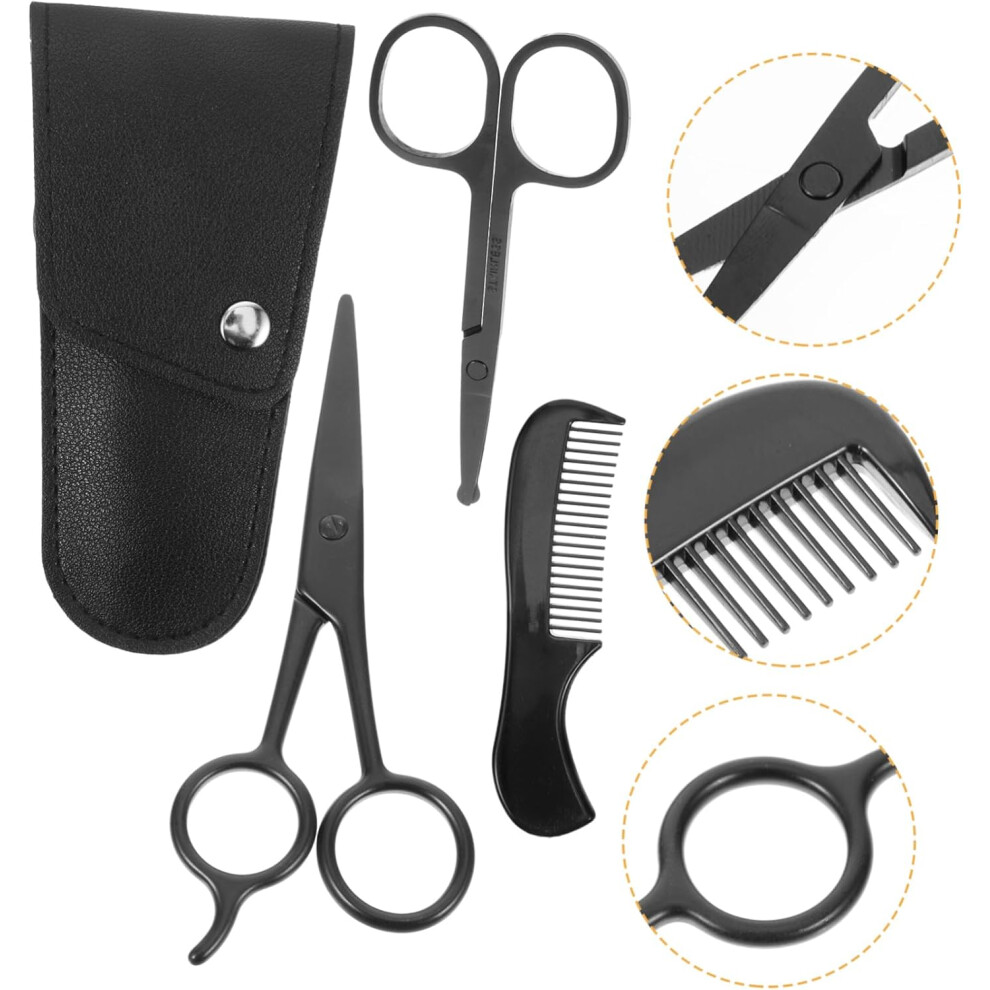 Hkhbjs Silver Professional Beard Scissors Mustache Trimmer Scissors Storage Bag For Men's Grooming