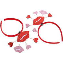 2er-Pack romantische, herzförmige Haarbänder für Valentinstag, Glitzerherz-Haarbänder, Damen-Accessoires für Partys und Hochzeiten