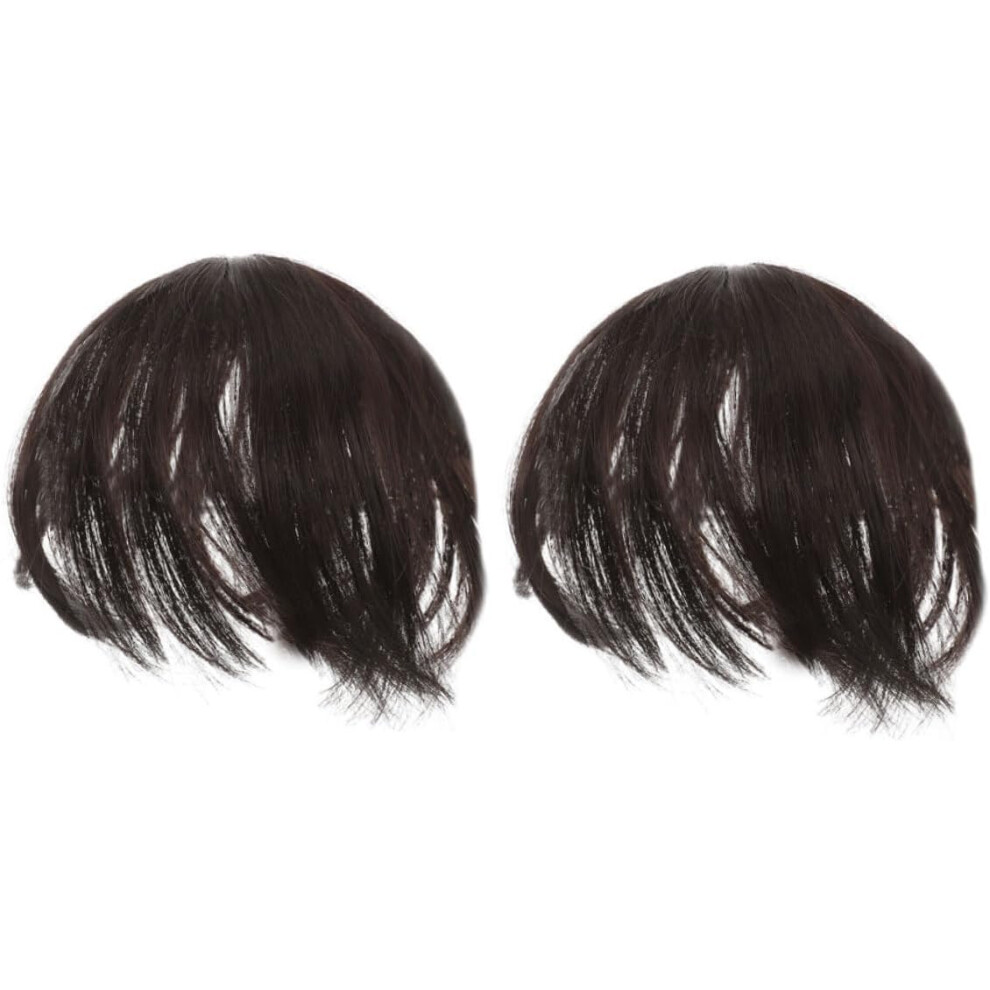 Hkhbjs Unisex 2Pcs Synthetic Hair Fringe Topper For Women Hair Volume Wiglets Middle Part Fringe Hairpiece For Thinning