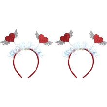 2er-Set rote Herzflügel-Haarreifen mit Pailletten, Glitzer-Haarreifen für Damen und Haaraccessoires für Valentinstagspartys
