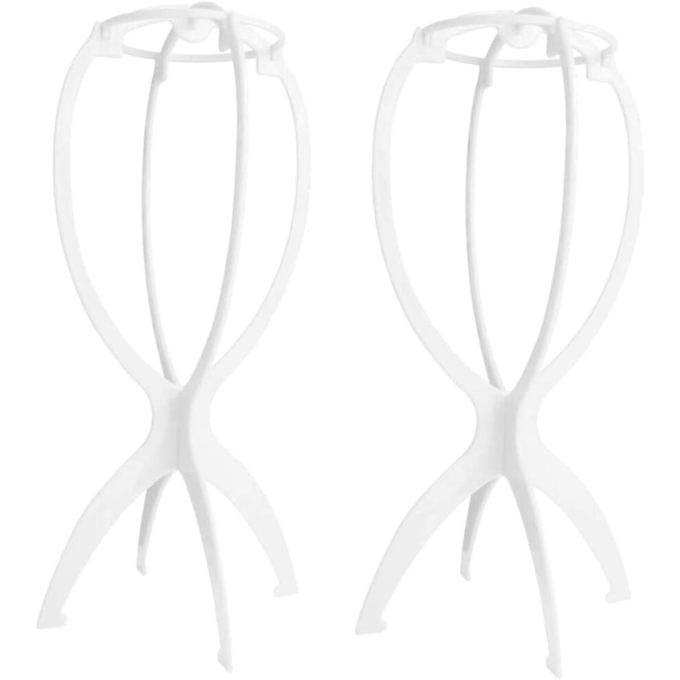 Hkhbjs Unisex White Foldable Wig Care Rack 2Pcs Portable Household Wig Display Stand Hair Salon Travel Hair Styling Accessories