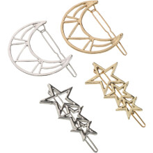 Stern- und Mond-Haarspangen, geometrische, hohle Metall-Haarnadeln mit niedlichen Sternen, modisches Design, Haarspangen für Damen, Partys