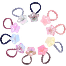 20Pcs Cartoon Elastic Hair Ties for Ponytail Holders Star-Shaped Soft Non-Damaging Hair Bands Colorful Random Set