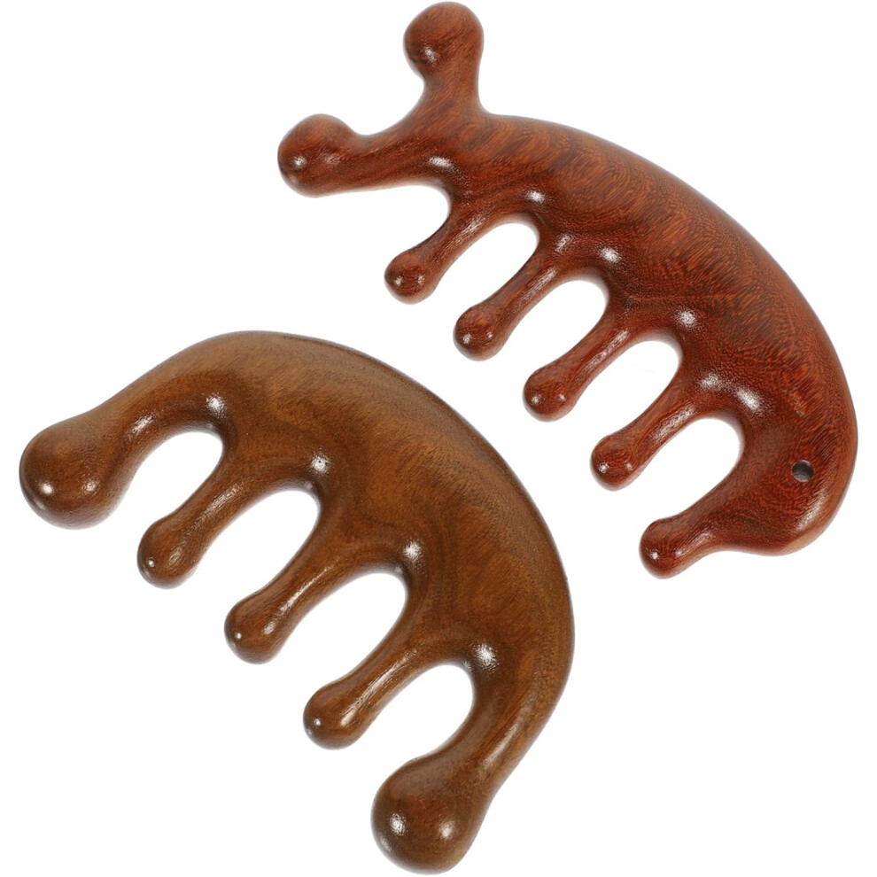 Hkhbjs Unisex 2Pcs Sandalwood Massage Comb Wide Tooth Wooden Scalp Comb