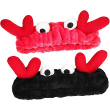 2er-Pack Damen-Make-up-Stirnbänder aus Rentiergeweih, weiche Fleece-Haarbänder für Gesichtsreinigung, Hautpflege, Cosplay und verschiedene Farben