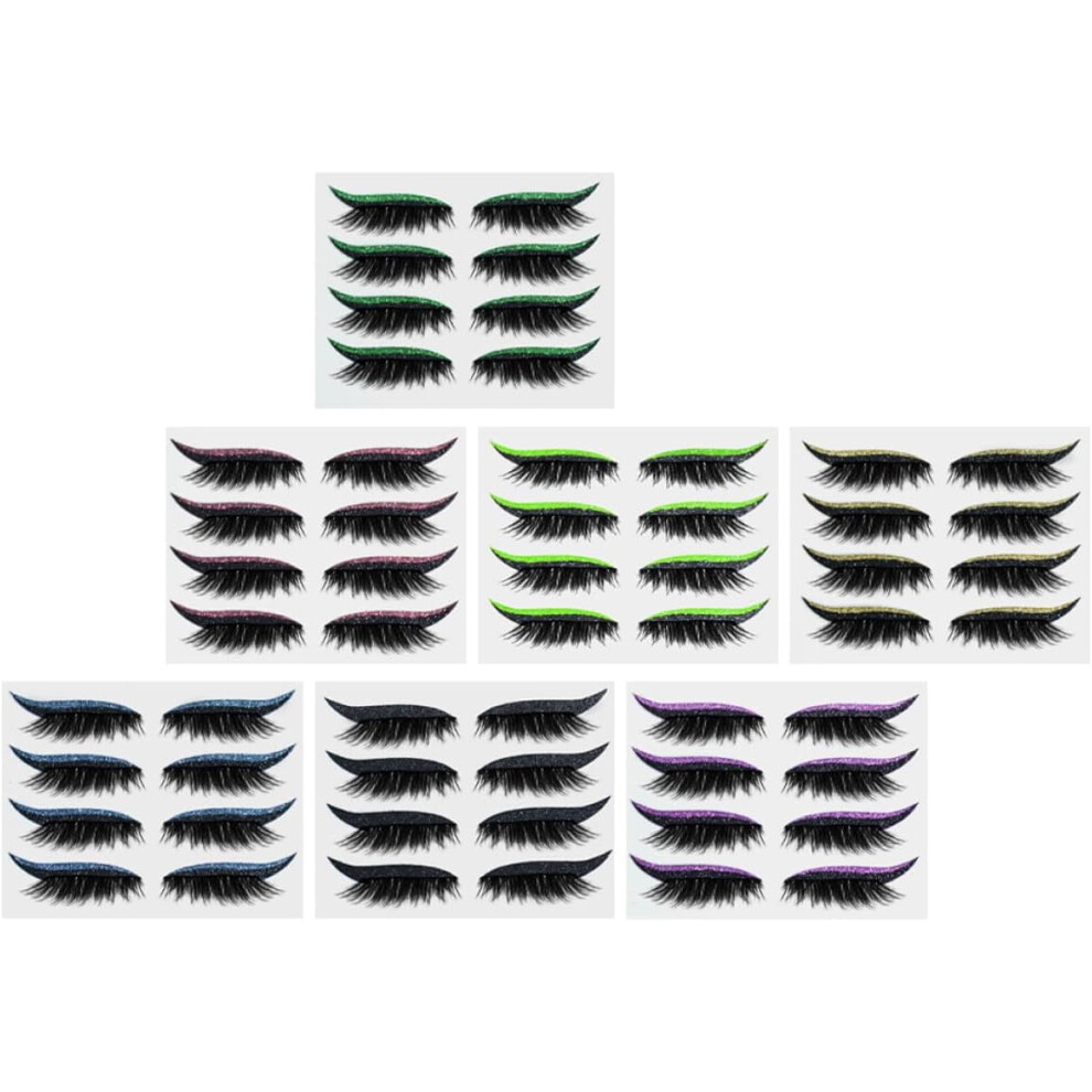 Hkhbjs 28 Pairs Waterproof Glitter Eyeliner Stickers Reusable Sweat-Proof Eye Makeup Decals