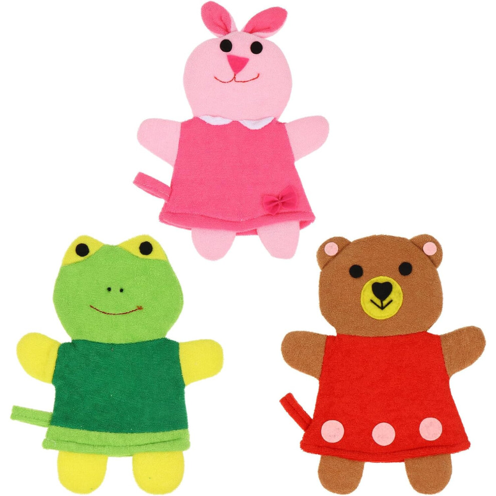 Hkhbjs 3Pcs Bath Mitts Cartoon Animal Embroidered Sponge Gloves Shower Brush Set For Bathing And Exfoliating