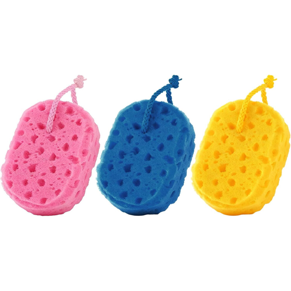 Hkhbjs 3Pcs Bath Loofah Sponges Set Â Honeycomb Foam Body Scrubber With Rich Foam, Reusable Exfoliating Shower Poufs
