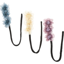 3pcs Lazy Bun Maker Hair Accessories for Women, Donut Hair Curler Set with Purple, Blue, Beige Organdy Flowers