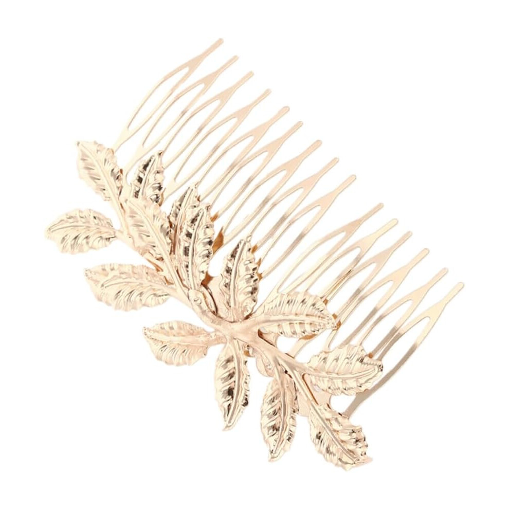 Hkhbjs Golden 3Pcs Alloy Leaves Hair Insertion Comb Elegant Hair Accessories For Women
