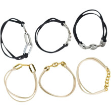 Set di 6 elastici per capelli e braccialetti da polso per donna, elastici multiuso in gomma e cordino metallico per capelli.