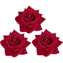 3er-Pack rote Haarspangen mit Rosenmotiv aus Samtimitat, 8,5 cm, mittelgroß, florale Haarspangen für Damen, ideal für Hochzeiten und den Alltag.