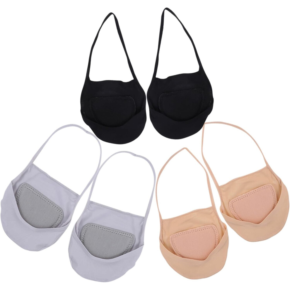 Hkhbjs 3 Pairs Women Invisible No Show Socks With Elastic Sling Back Anti-Slip Shallow Mouth Forefoot Pads
