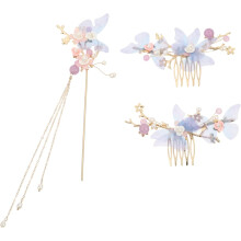 Chinesisches Hanfu-Haarnadel-Set, 3-teilig, lange Quasten, Haarschmuck, traditionelle Hanfu-Kopfbedeckung