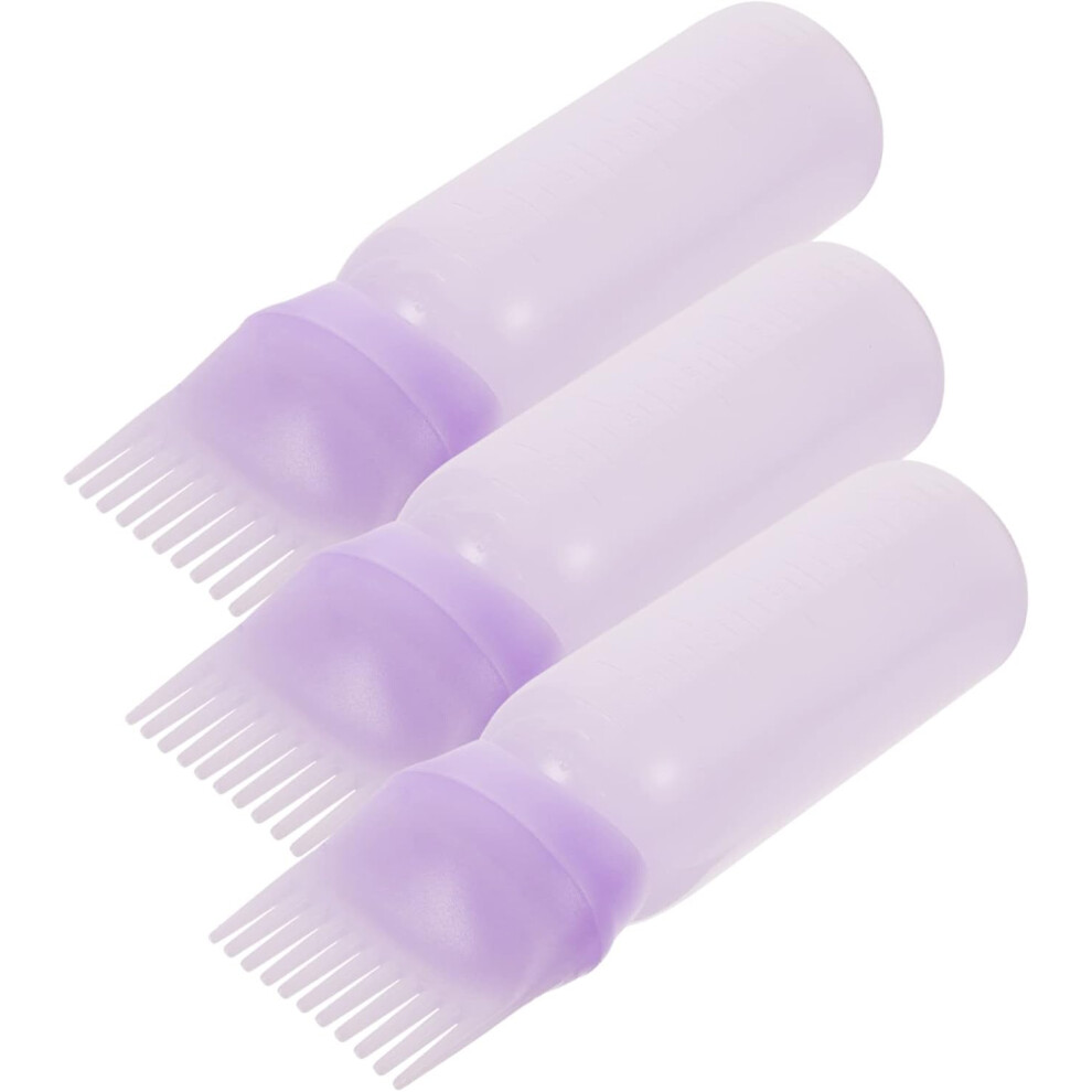 Hkhbjs Purple 3Pcs Hair Oil Applicator Bottles With Comb Root Applicator For Scalp Hair Dyeing Coloring Salon Use